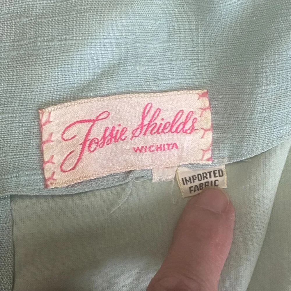 VINTAGE 1950s Josie Shield Mint Green‎ Shantung Fit & Flare Dress Midcentury S - Picture 13 of 15